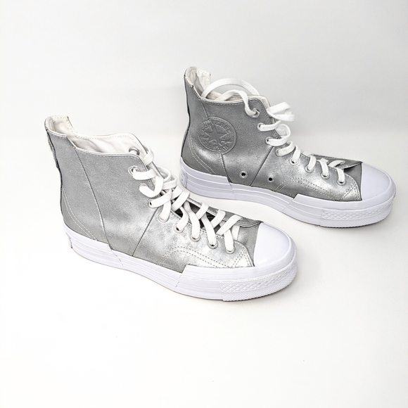 Converse Chuck 70 Plus High Top Silver White Sneakers with Box - Picture 2 of 6